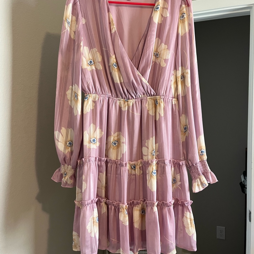 Floral Long Sleeve Dress in Pink